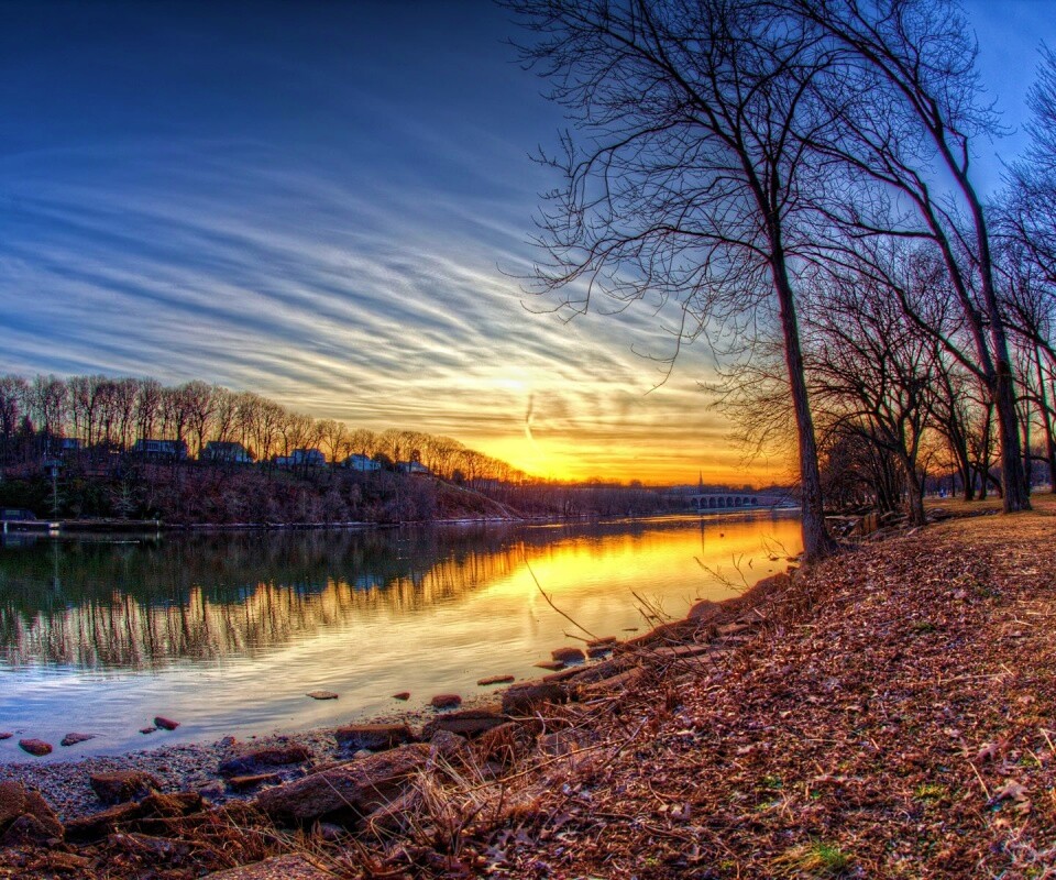 Осенний закат обои