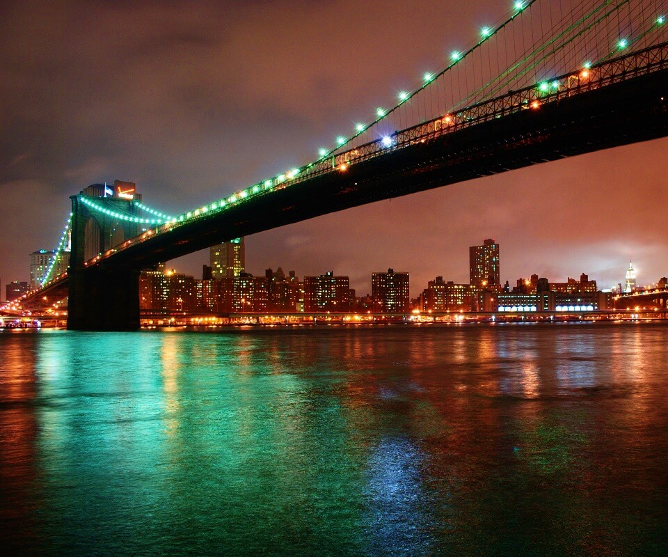 Мост в огнях обои