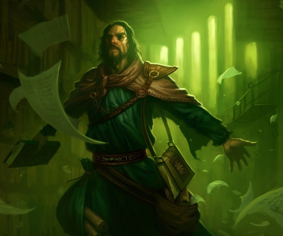 Маг в библиотеке обои