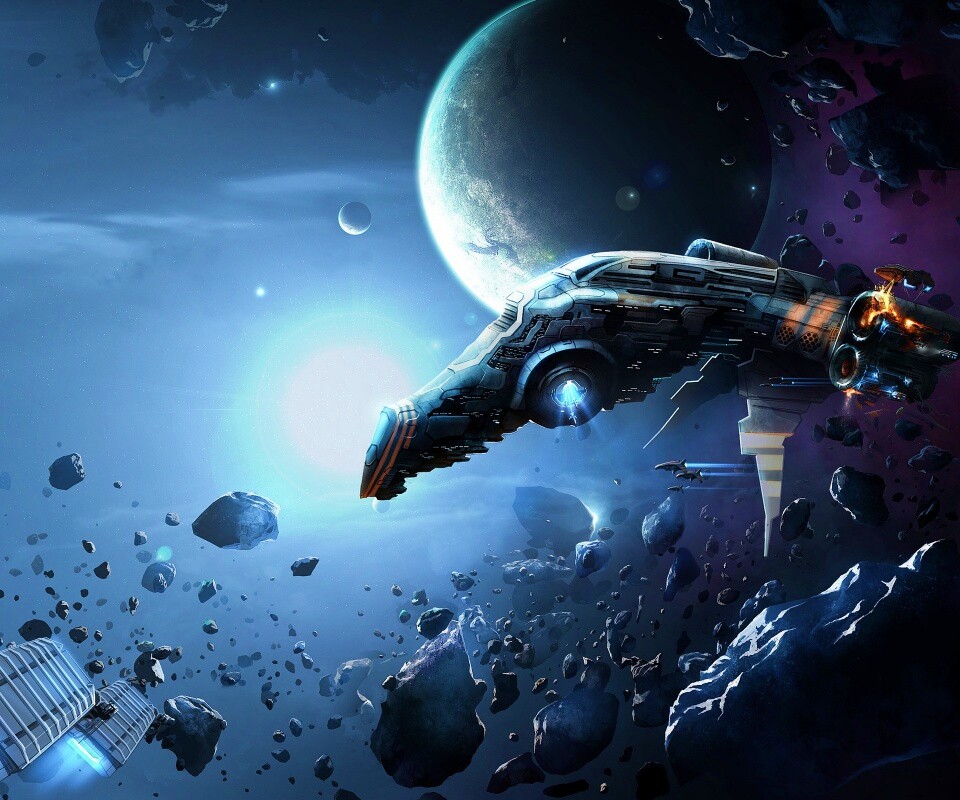 Космические корабли в поясе метеоритов обои
