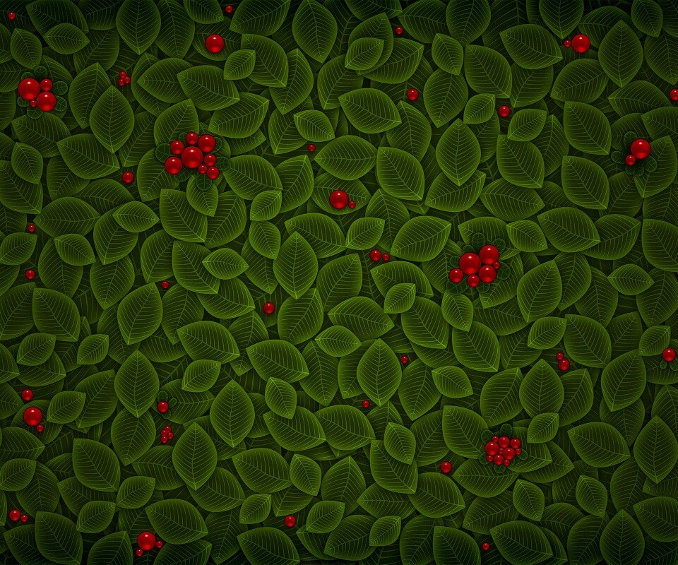 Векторные листья с ягодами обои