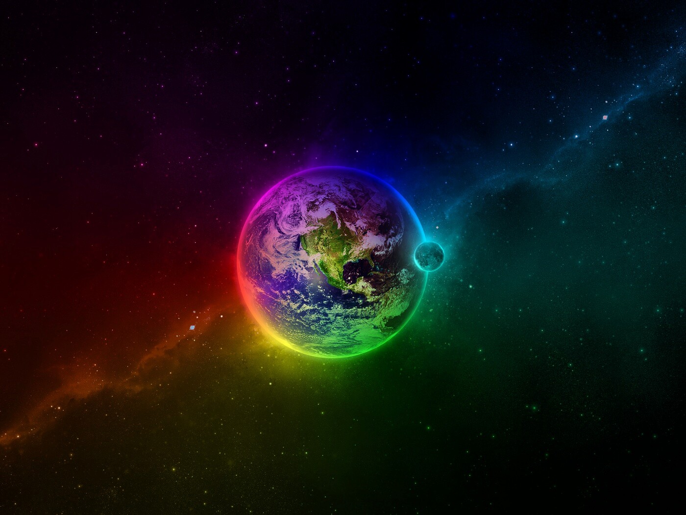 Земля в радужном ореоле обои