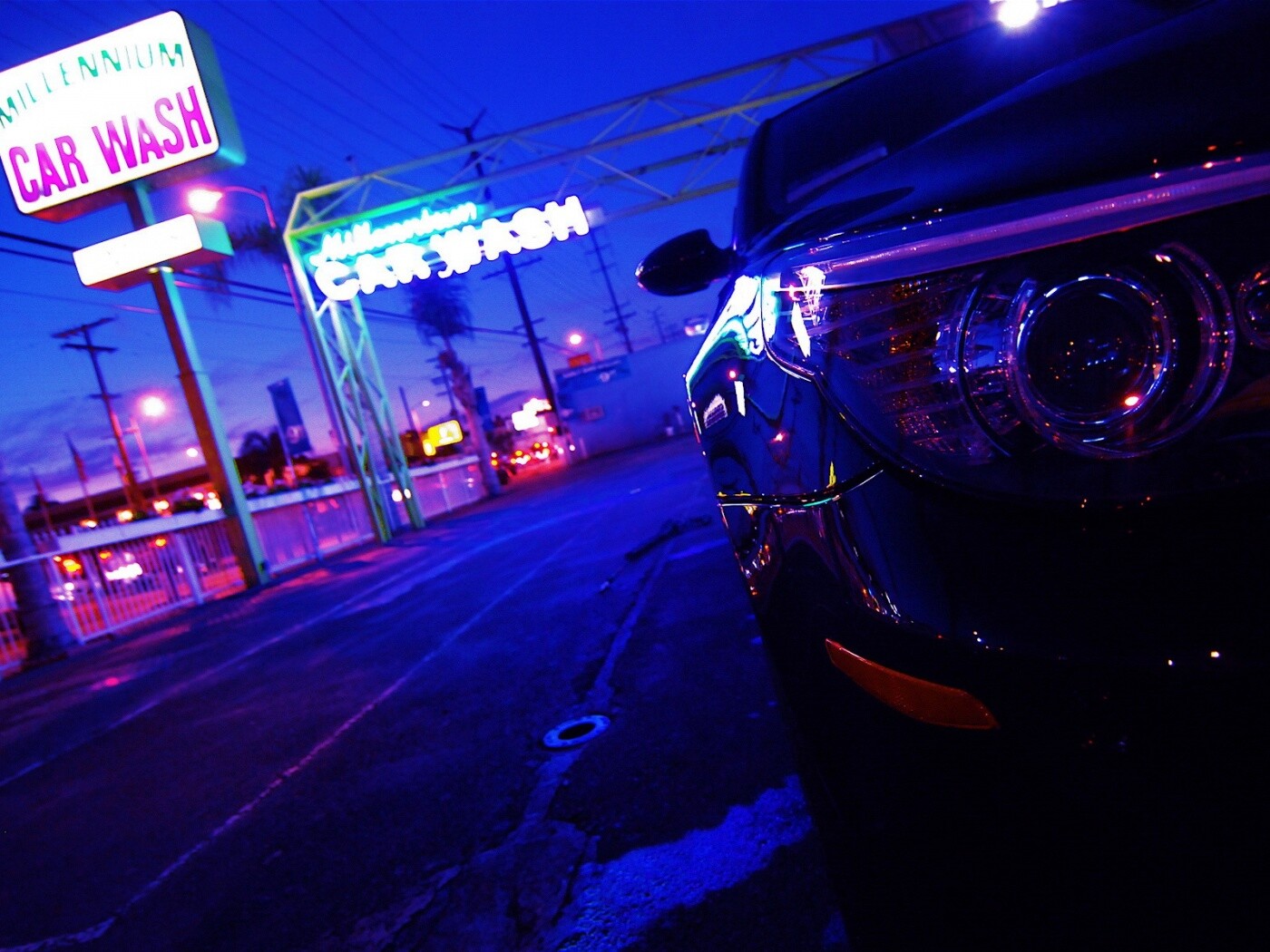 Ночная автомойка обои