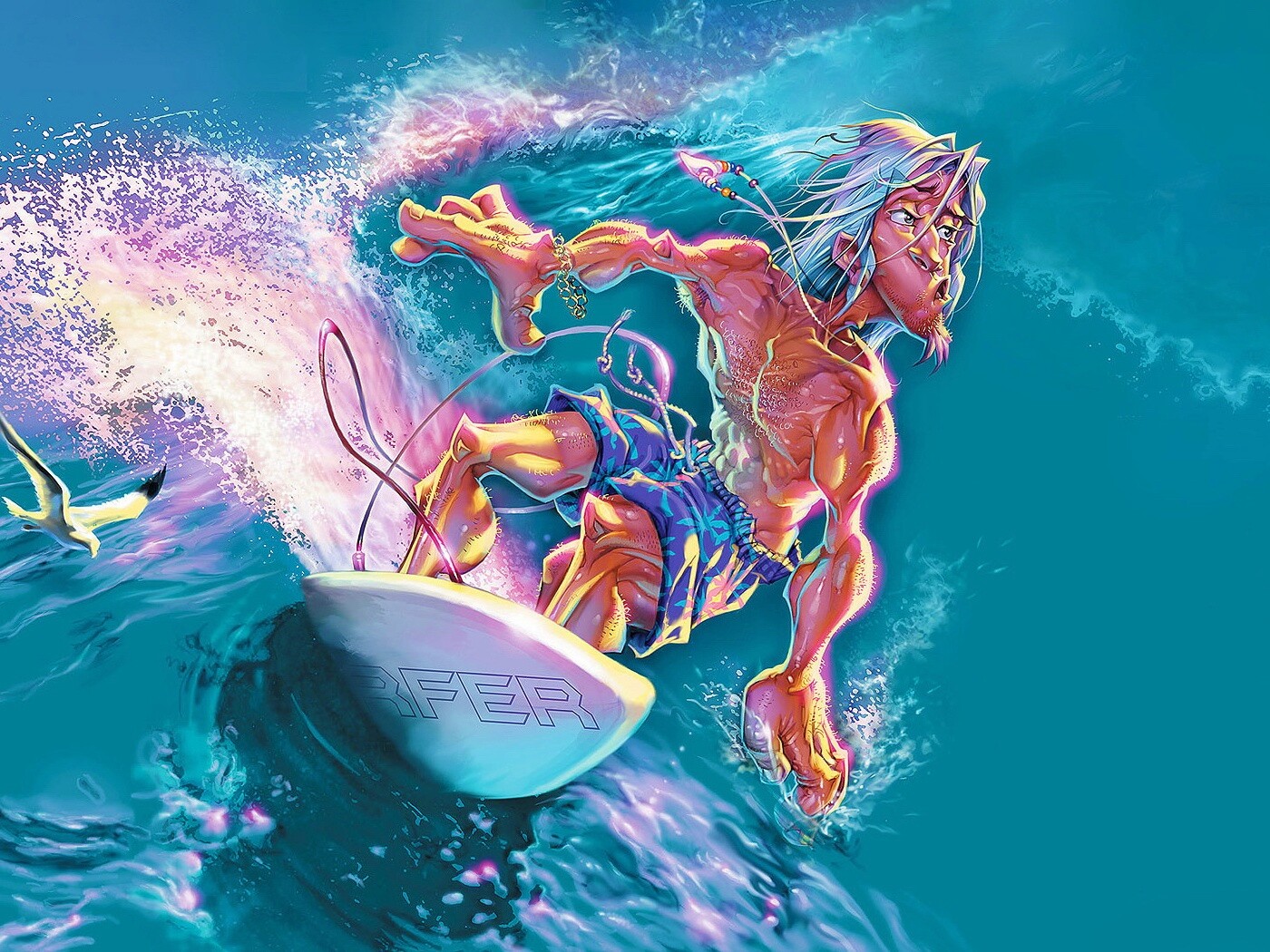 Карикатура на серфера обои