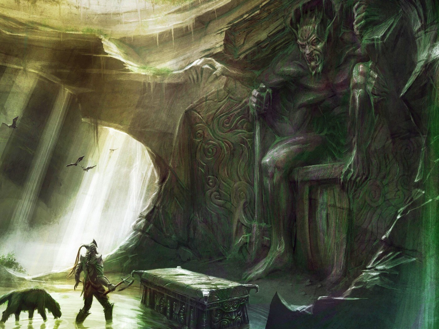 Довакин и Барбас в святилище Клавикуса Вайла обои