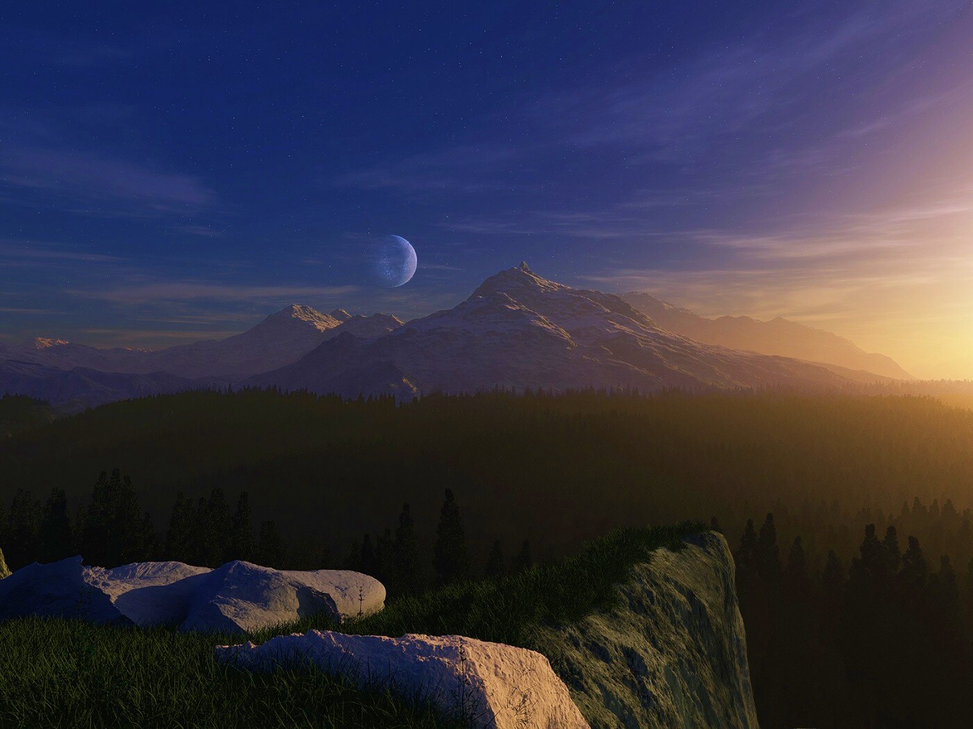 Луна над горами обои