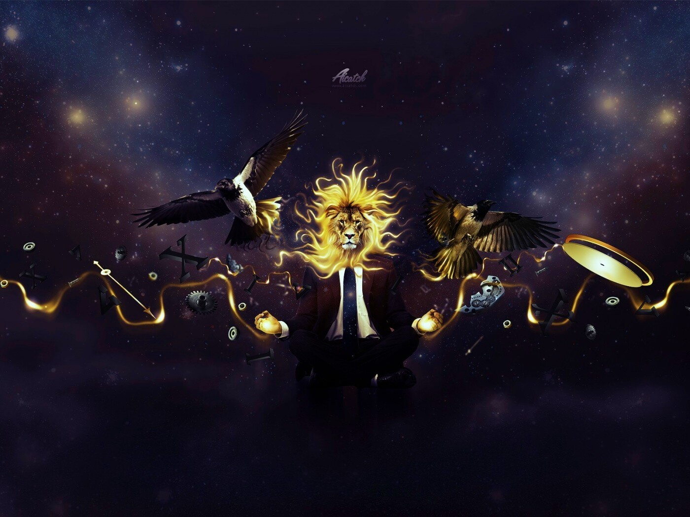 Мужчина с головой льва обои