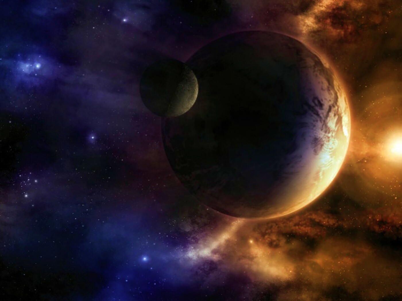 Планета с одним спутником обои