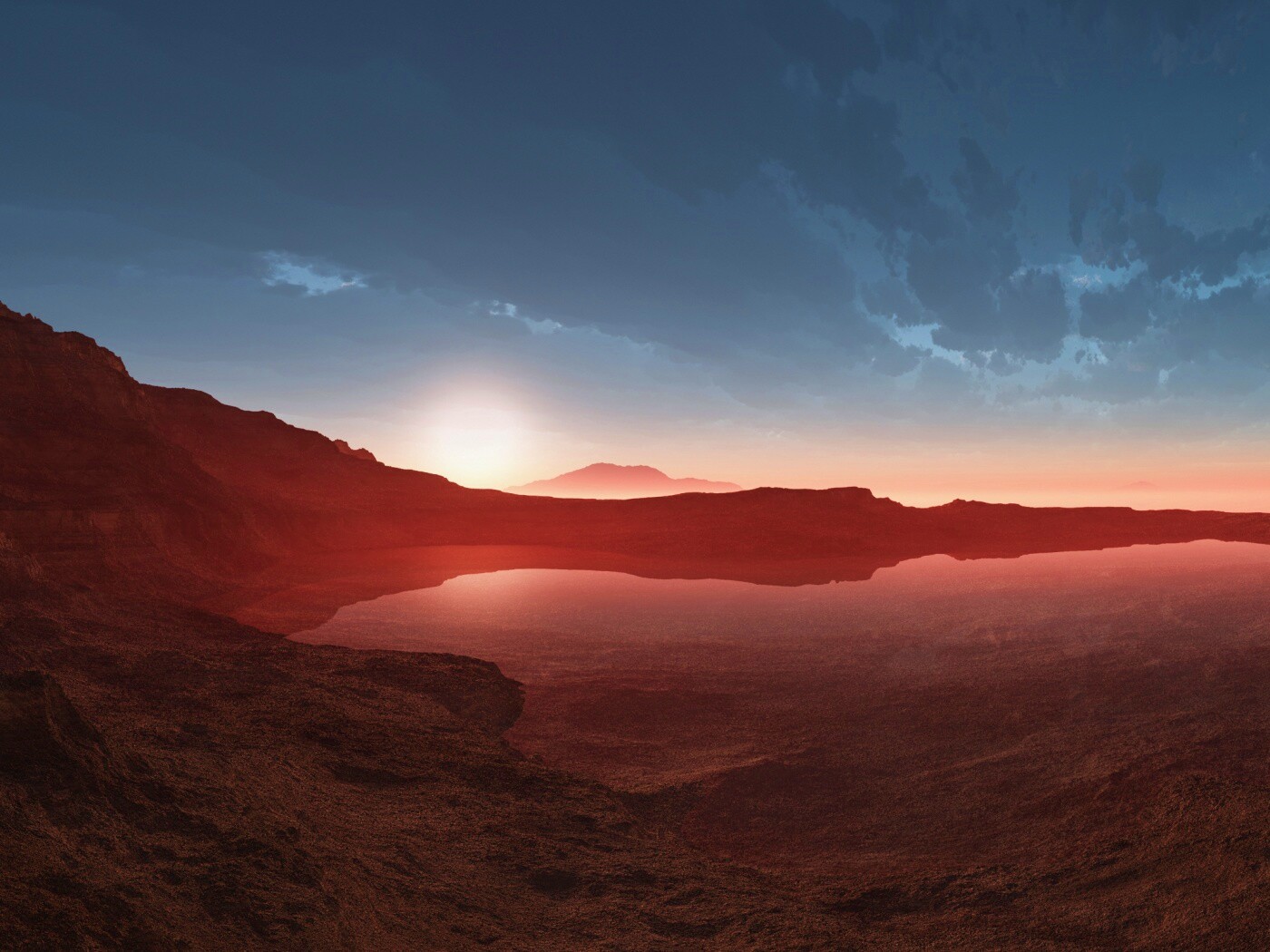 Озеро в каменистой пустыне обои