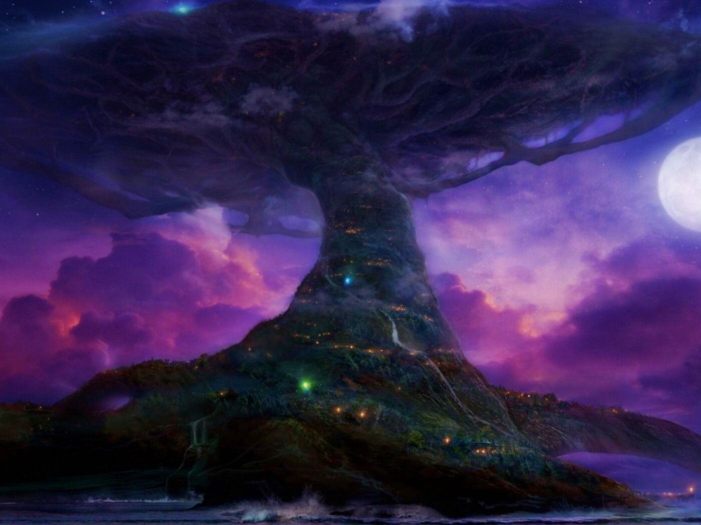 Дерево-город обои