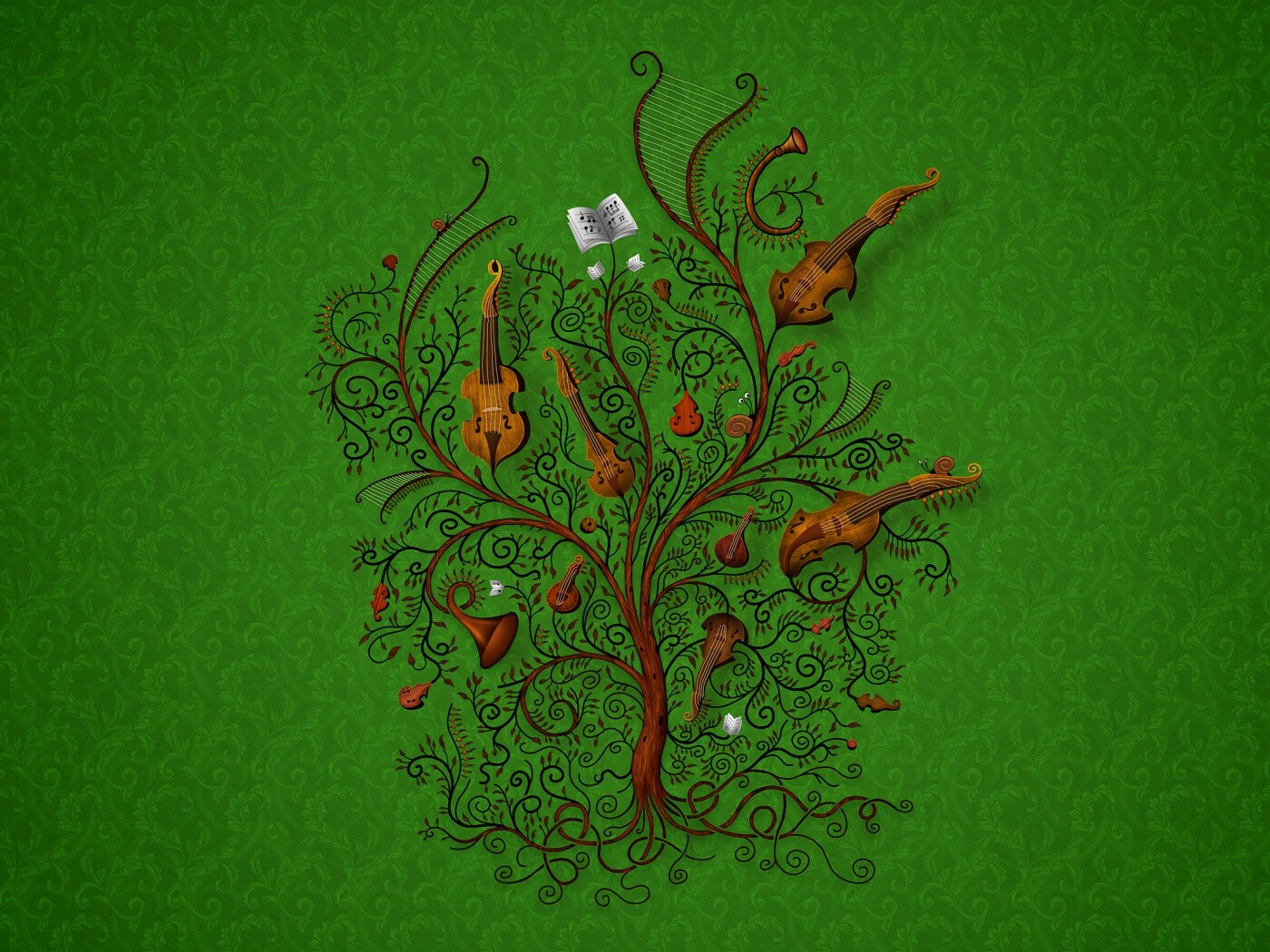 Музыкальное дерево обои