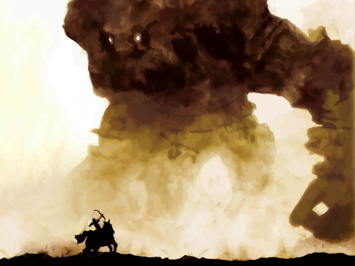 Всадник и огромный голем обои