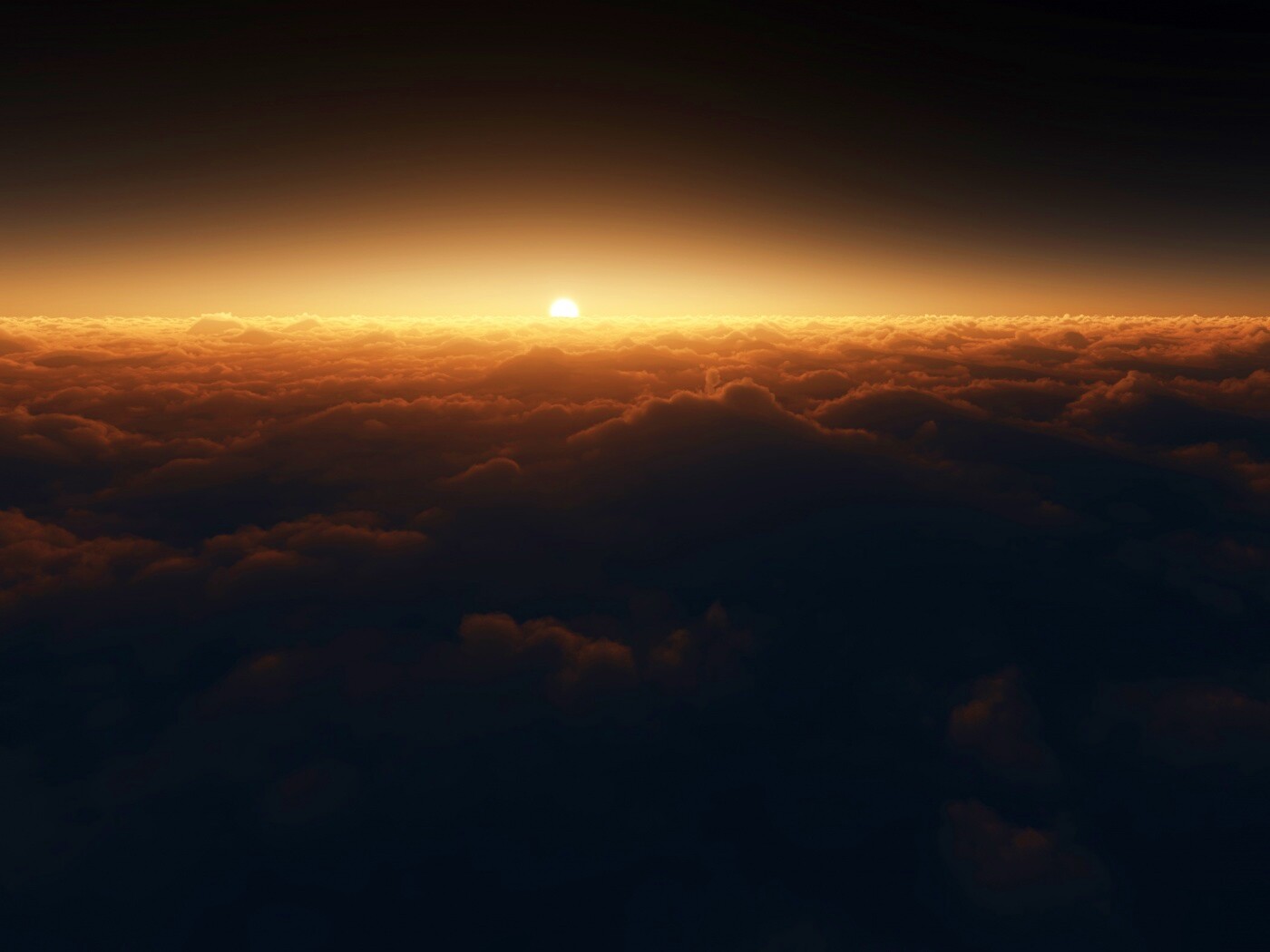 Закат над облаками обои