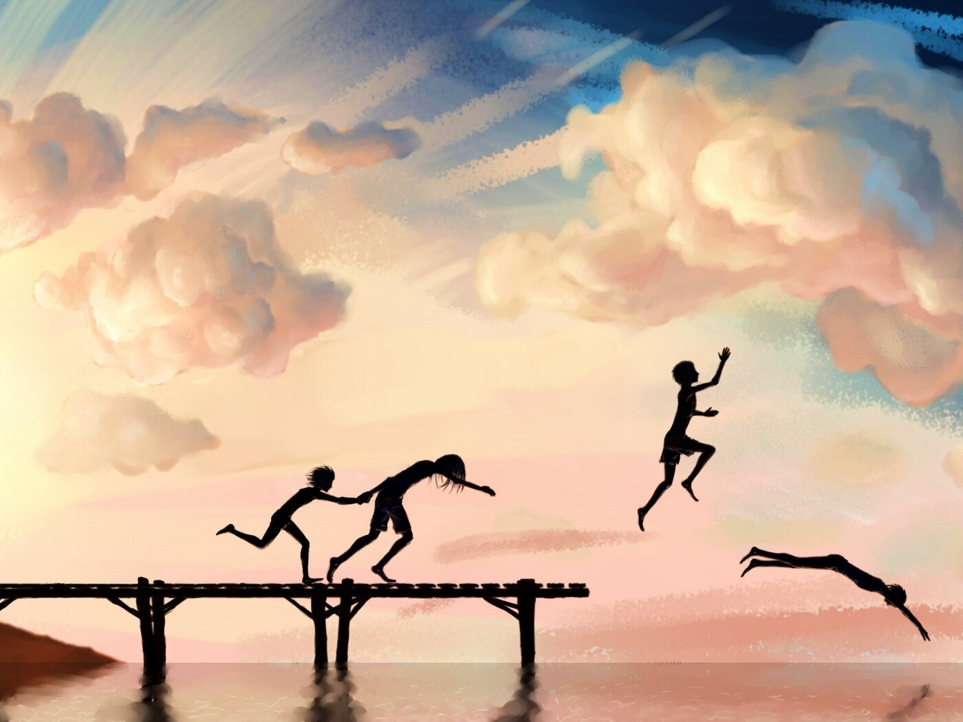 Прыжки с причала обои