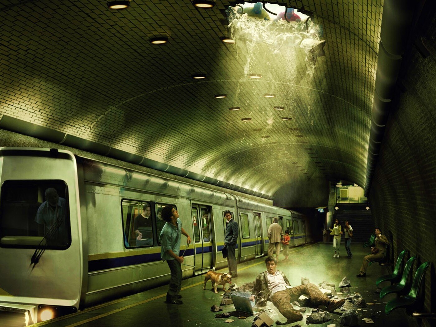 Провалившийся в метро обои