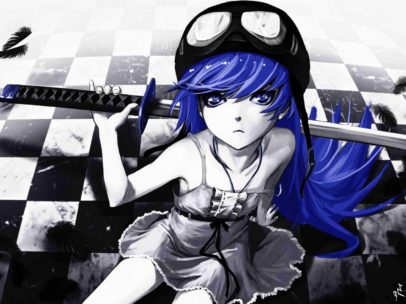 Девушка с катаной обои