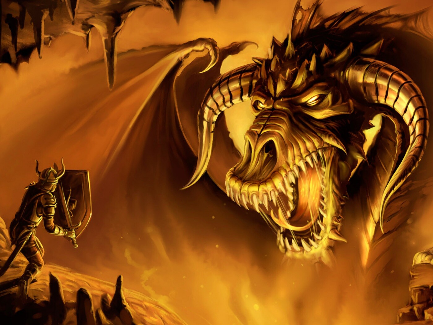 Рыцарь против дракона обои