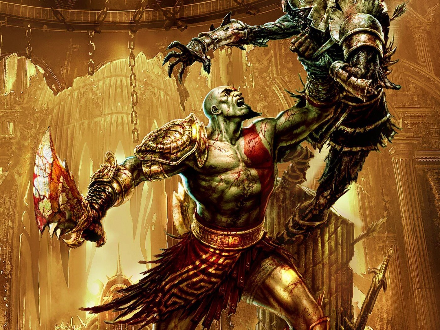 Кратос с мечем обои