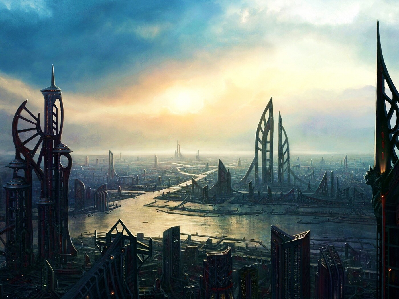 Прекрасный город будущего обои