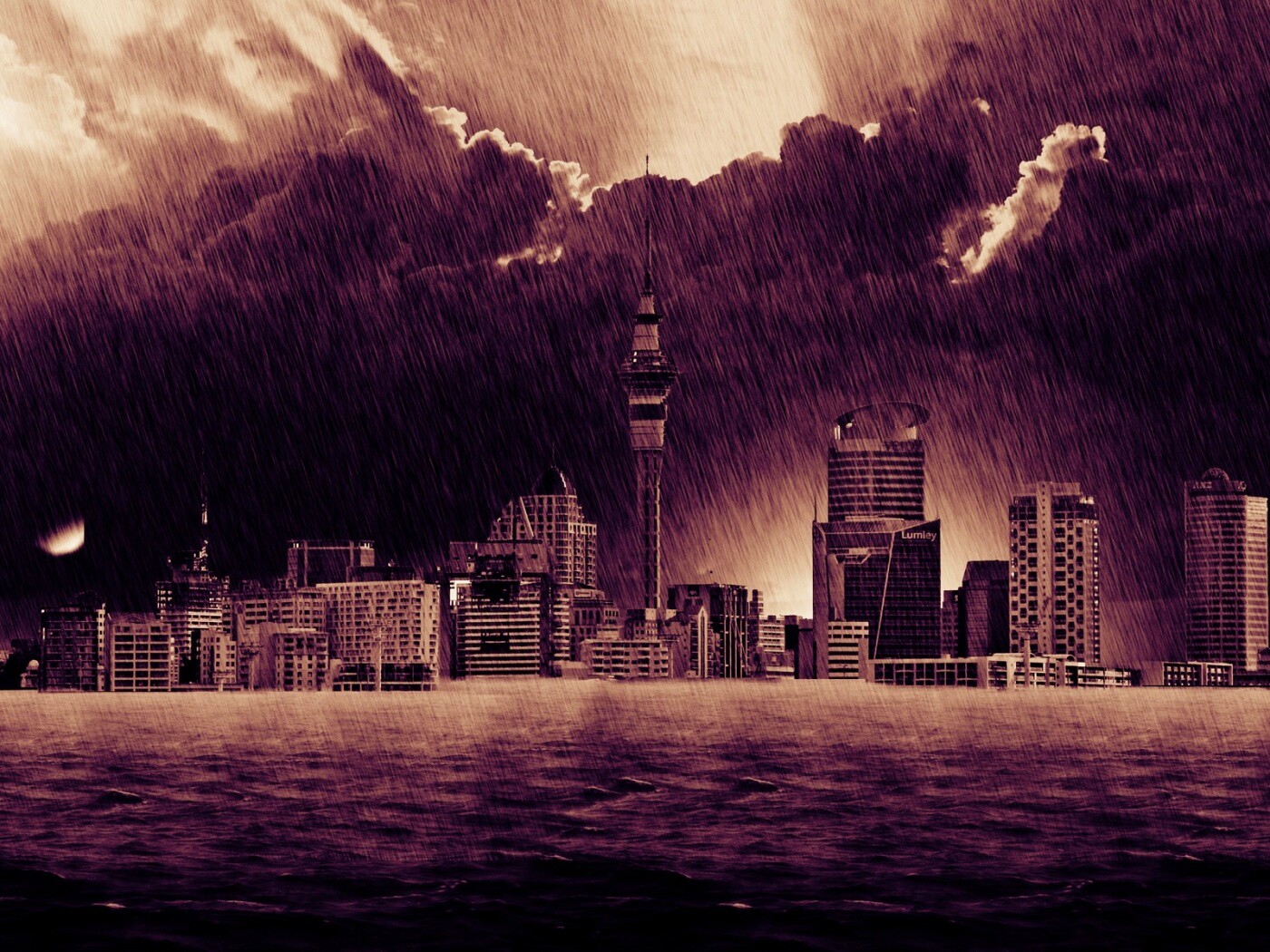 Гроза над городом обои