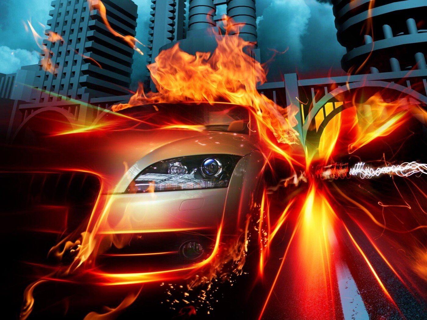 Ауди в огне обои