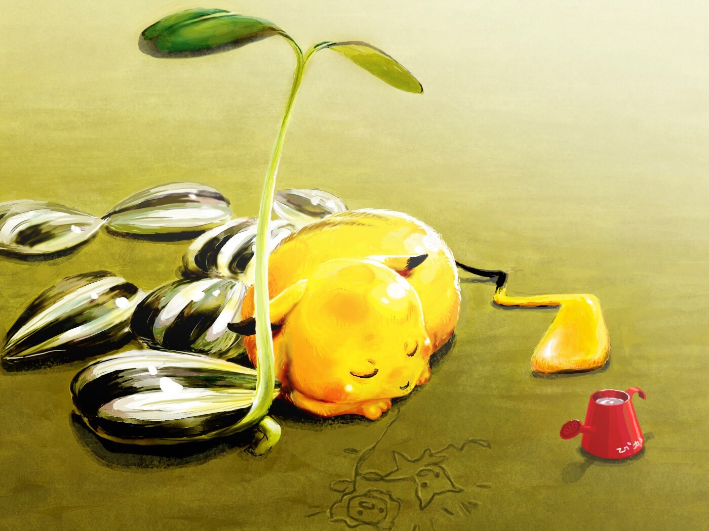 Пикачу отдыхает обои