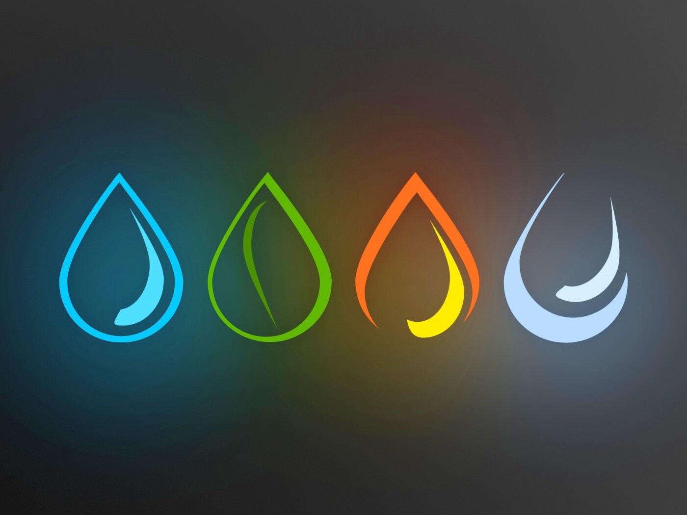 Четыре стихии в каплях обои