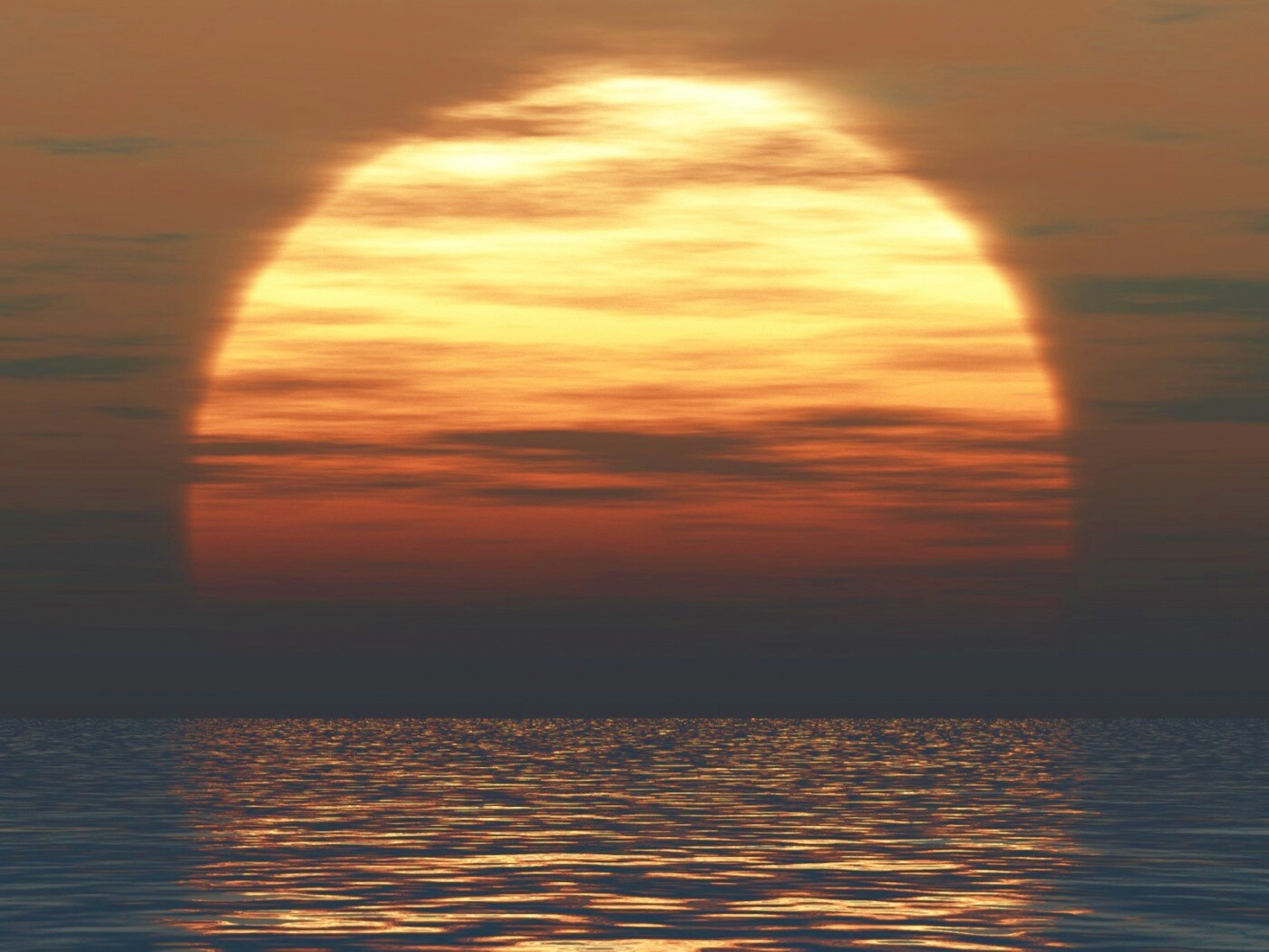 Закат над морской гладью обои