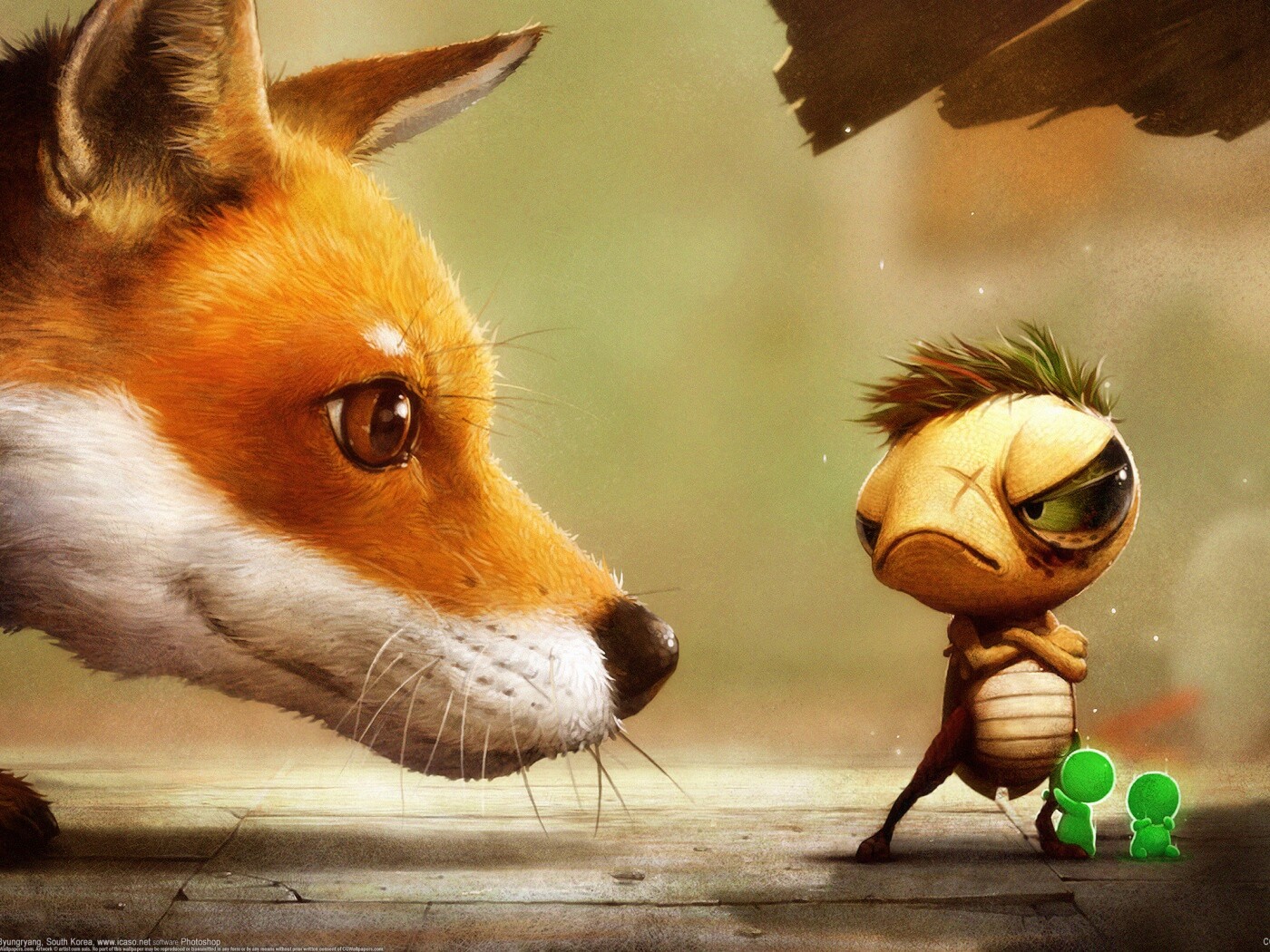 Лиса и жук обои