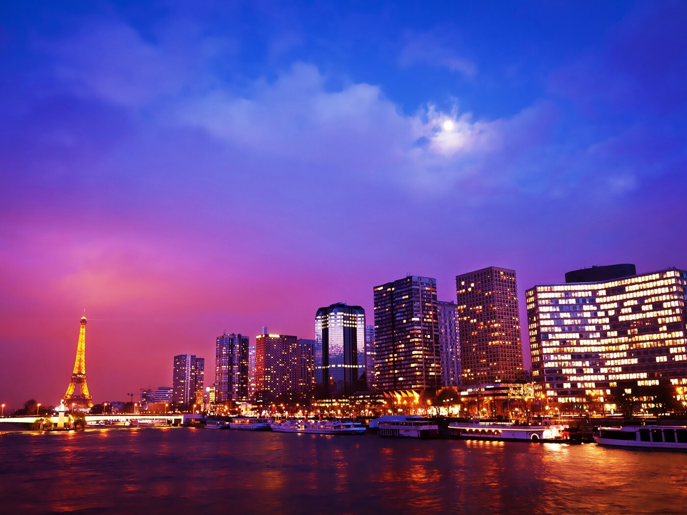 Вид на ночной Париж обои