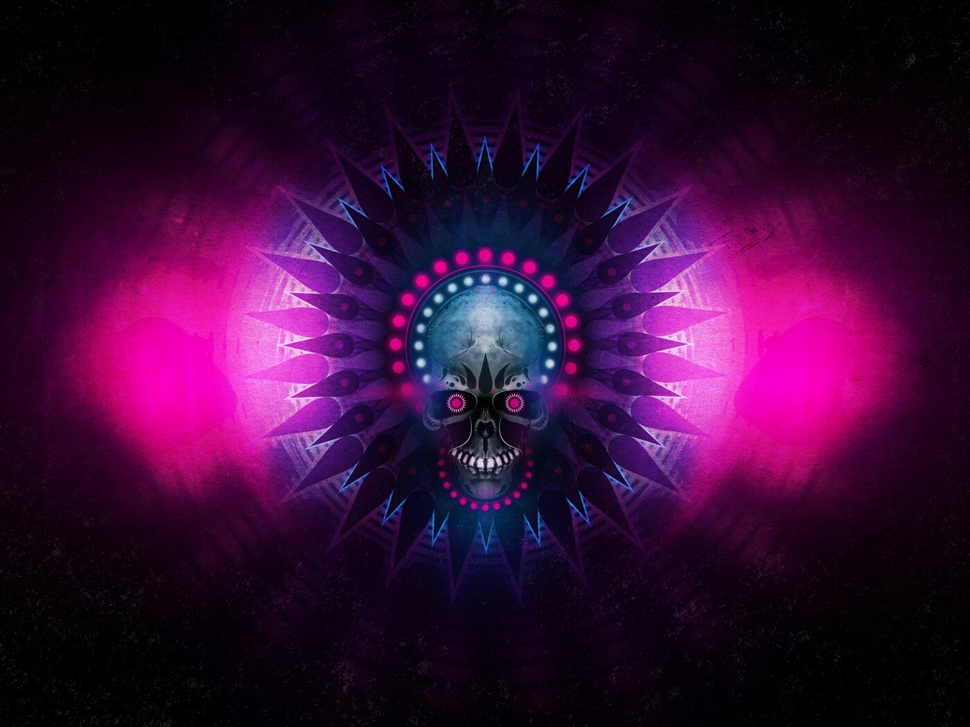 Неоновый череп обои