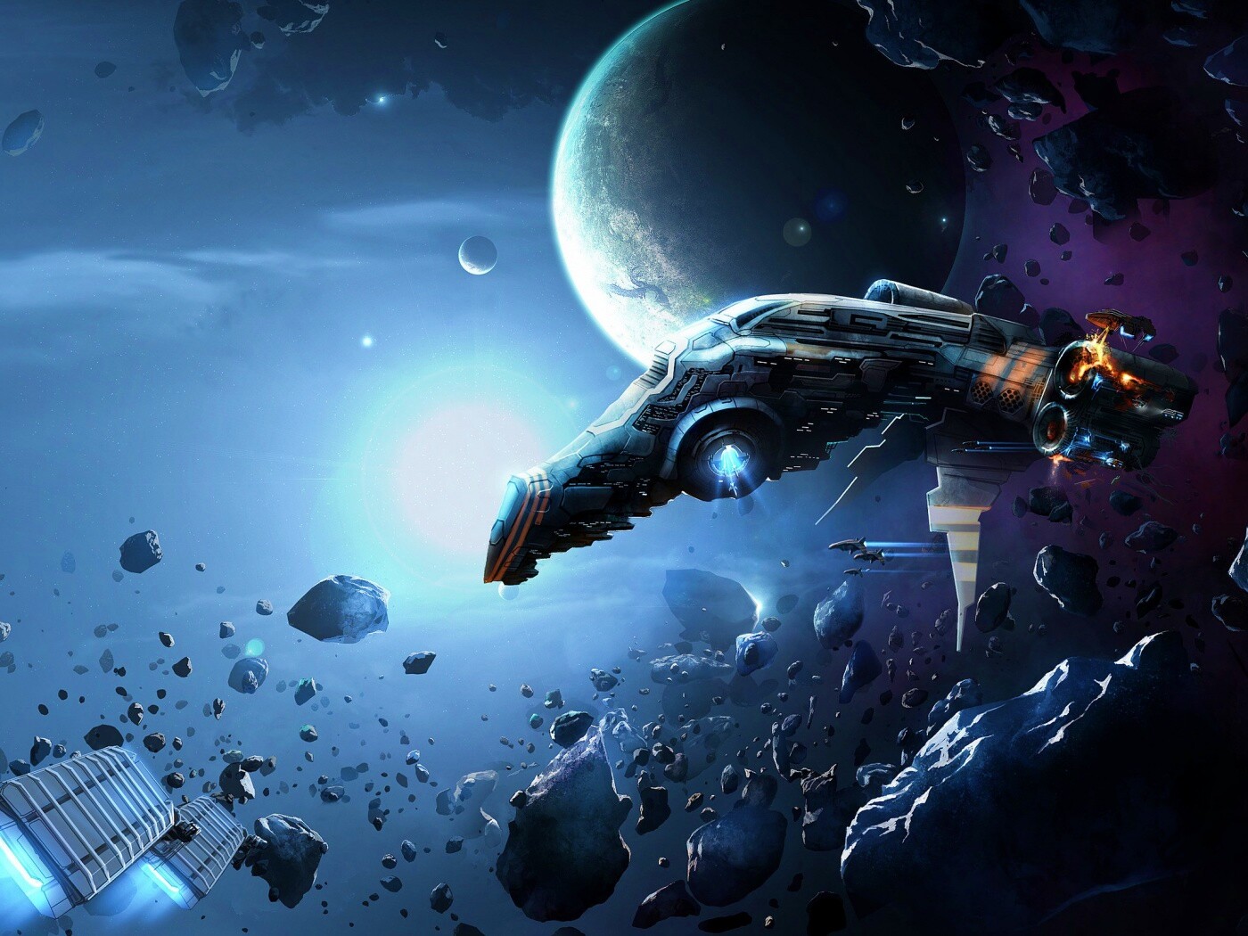 Космические корабли в поясе метеоритов обои