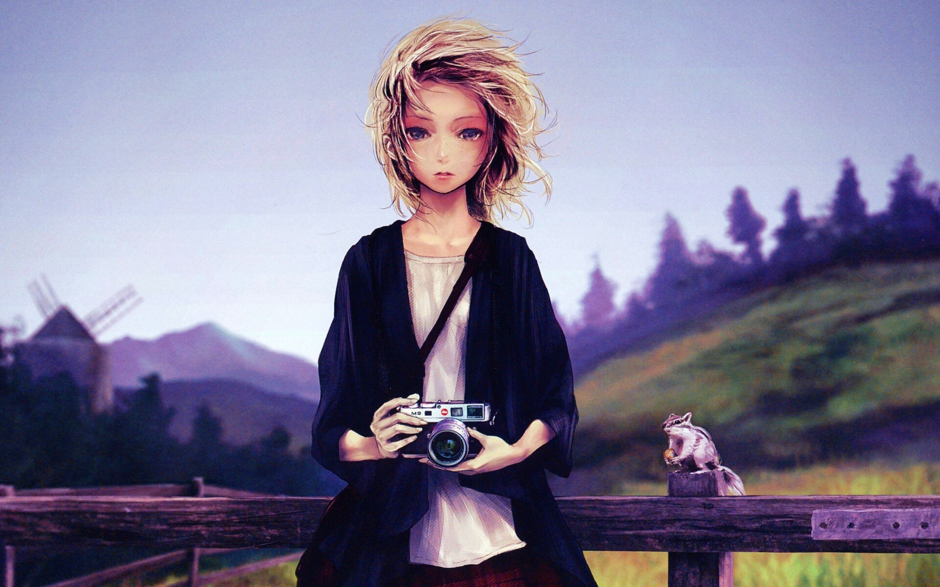 Девушка с фотоаппаратом обои