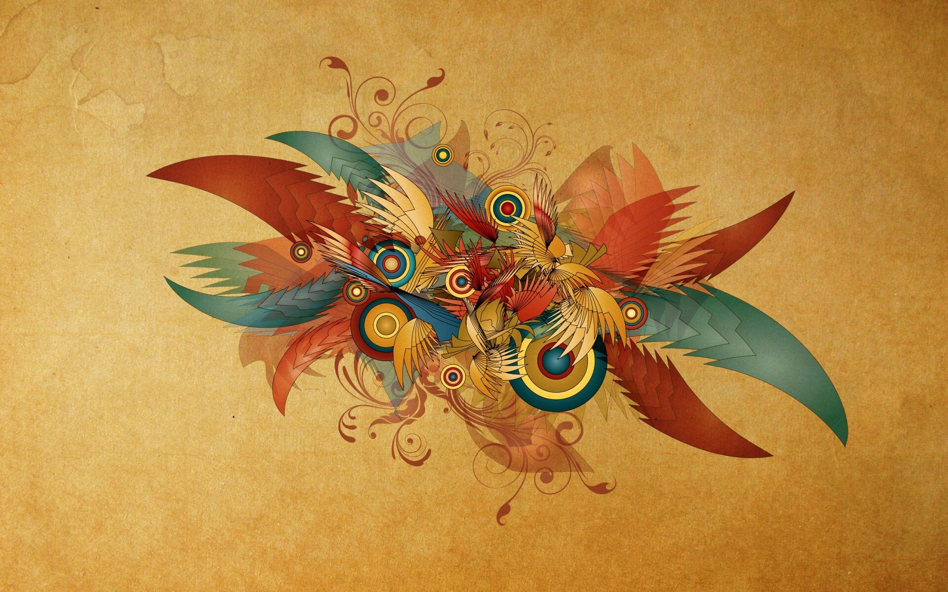 Перья и круги обои