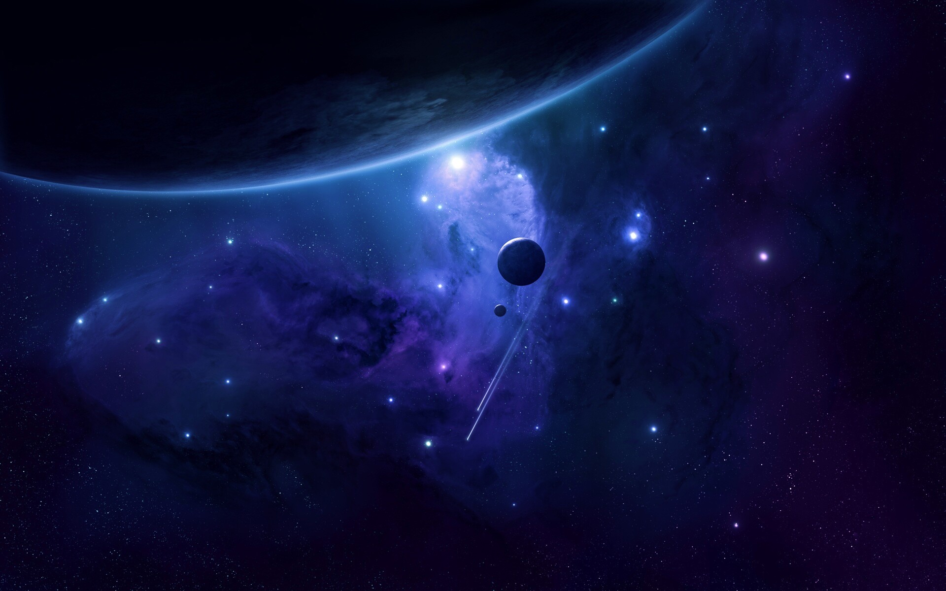 Комета пролетает мимо планеты обои