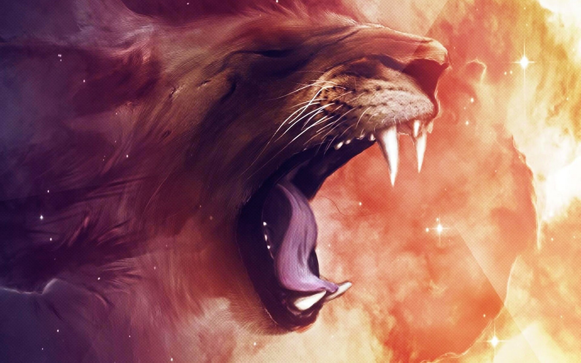 Рычащий лев обои