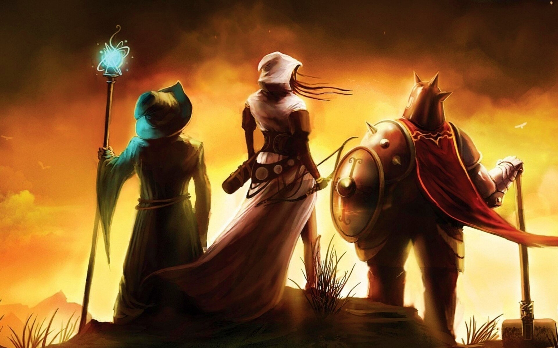 Воин, лучник и маг обои