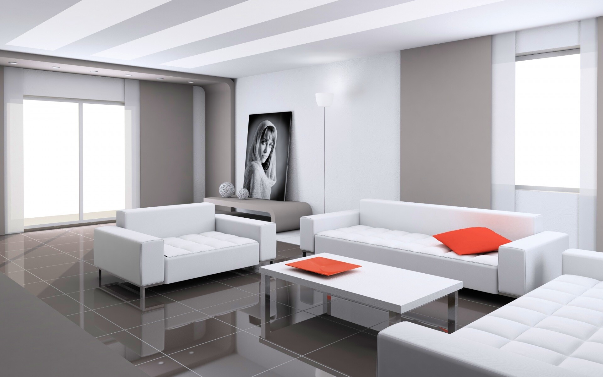 Белая гостинная обои