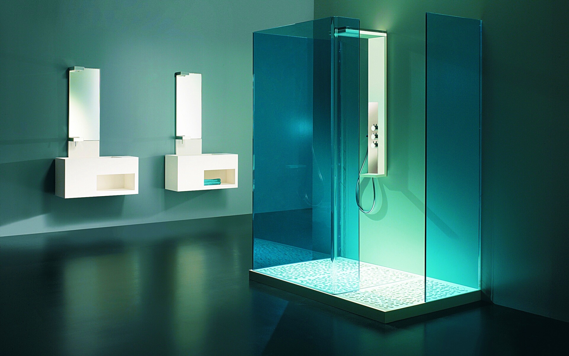 Ванная комната в стиле hi tech обои