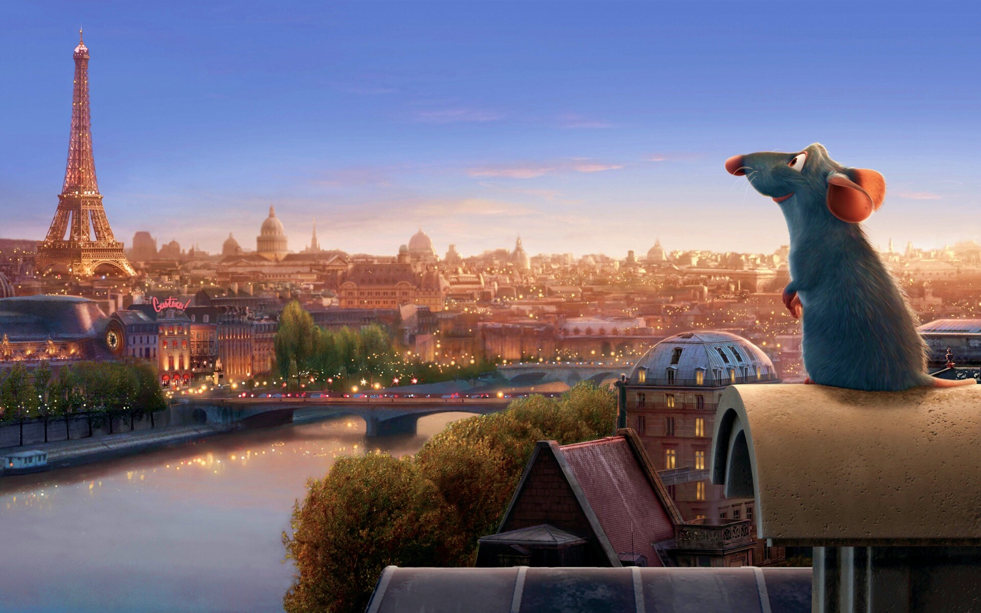 Рататуй на фоне Парижа обои