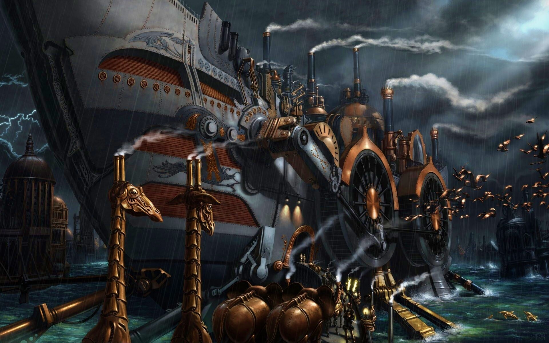 Ноев ковчег в стиле стимпанк обои