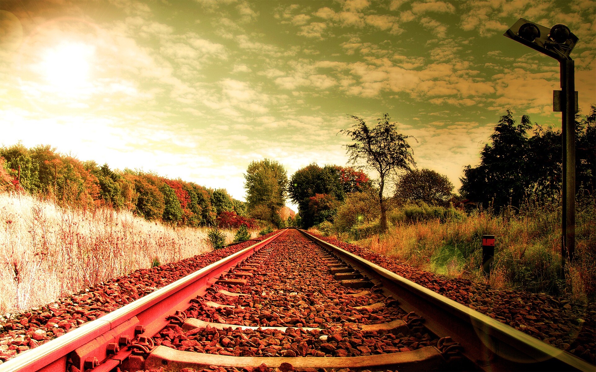 Уходящие в даль рельсы обои