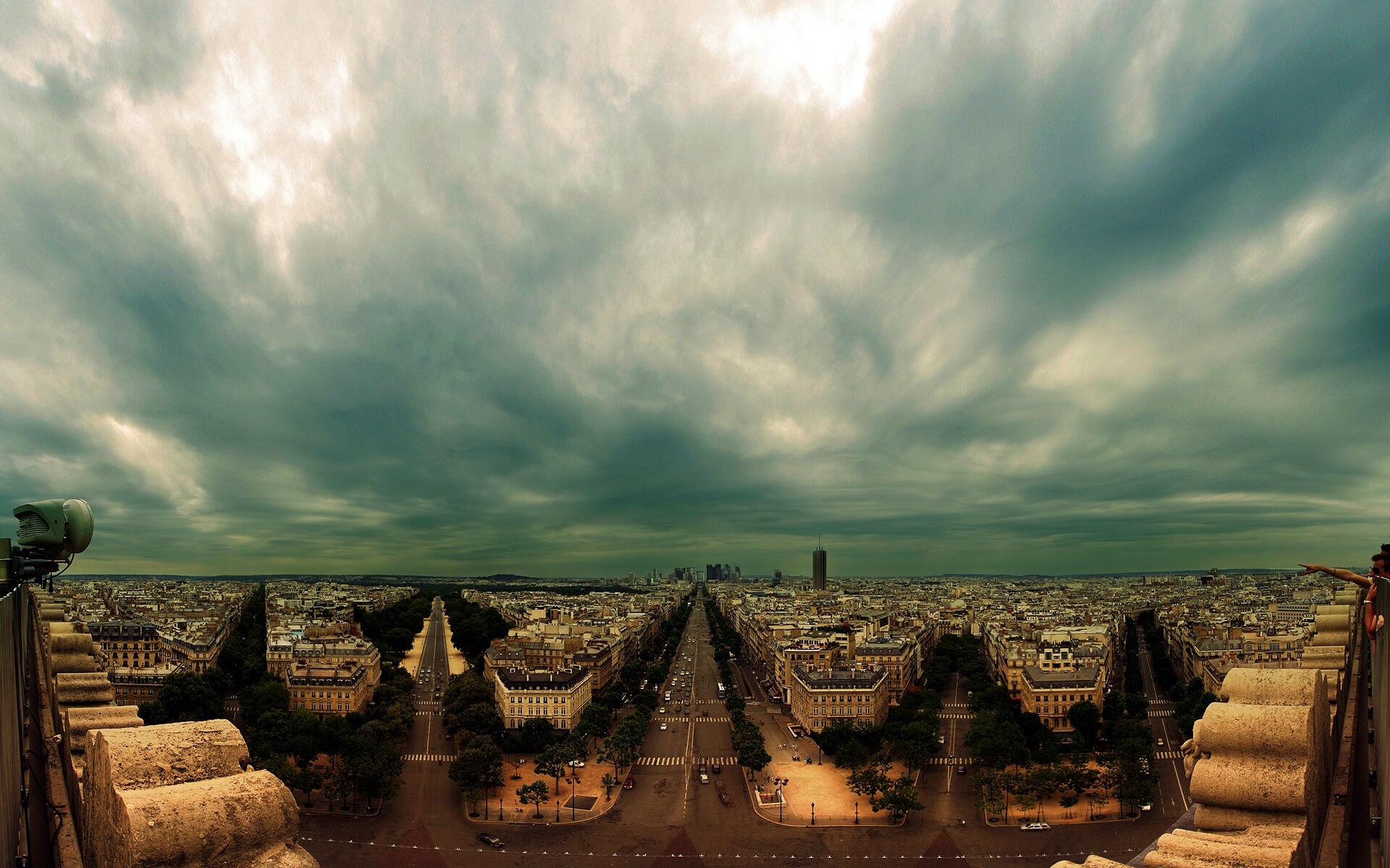 Париж широкоугольным объективном обои