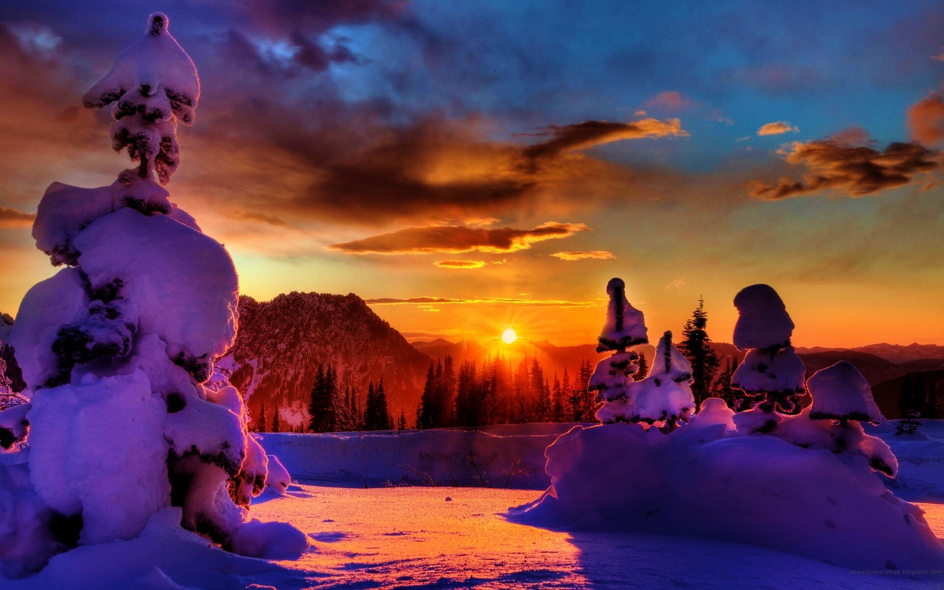 Зимнее солнце обои