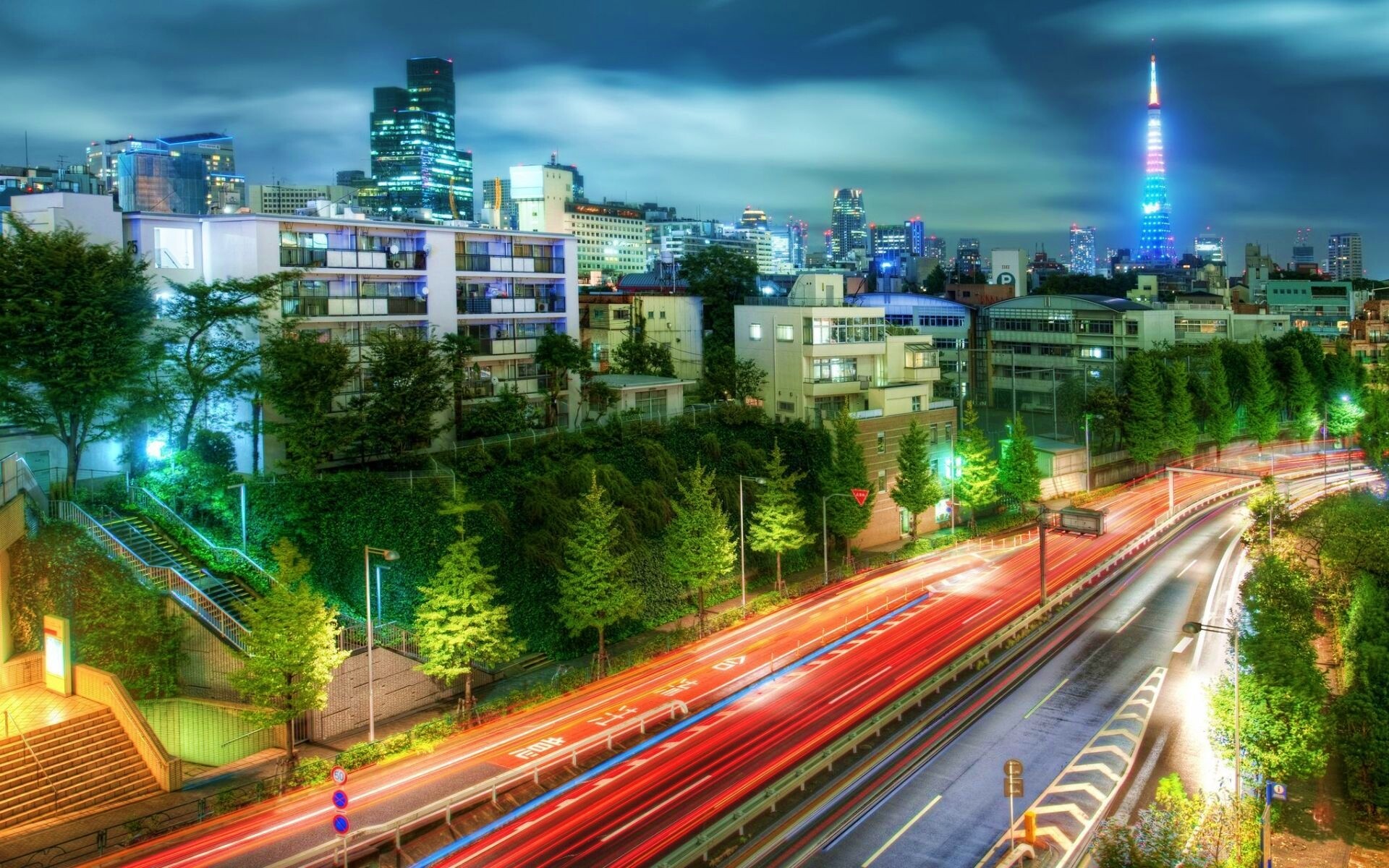 Светящийся город обои