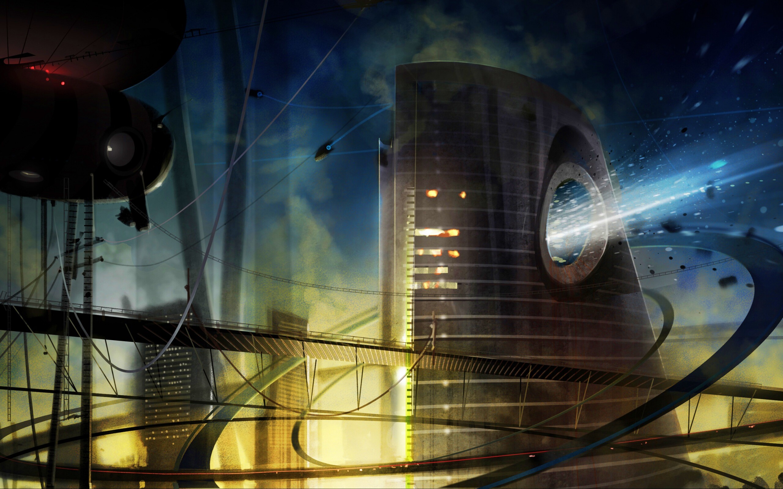 Выброс в городе будущего обои