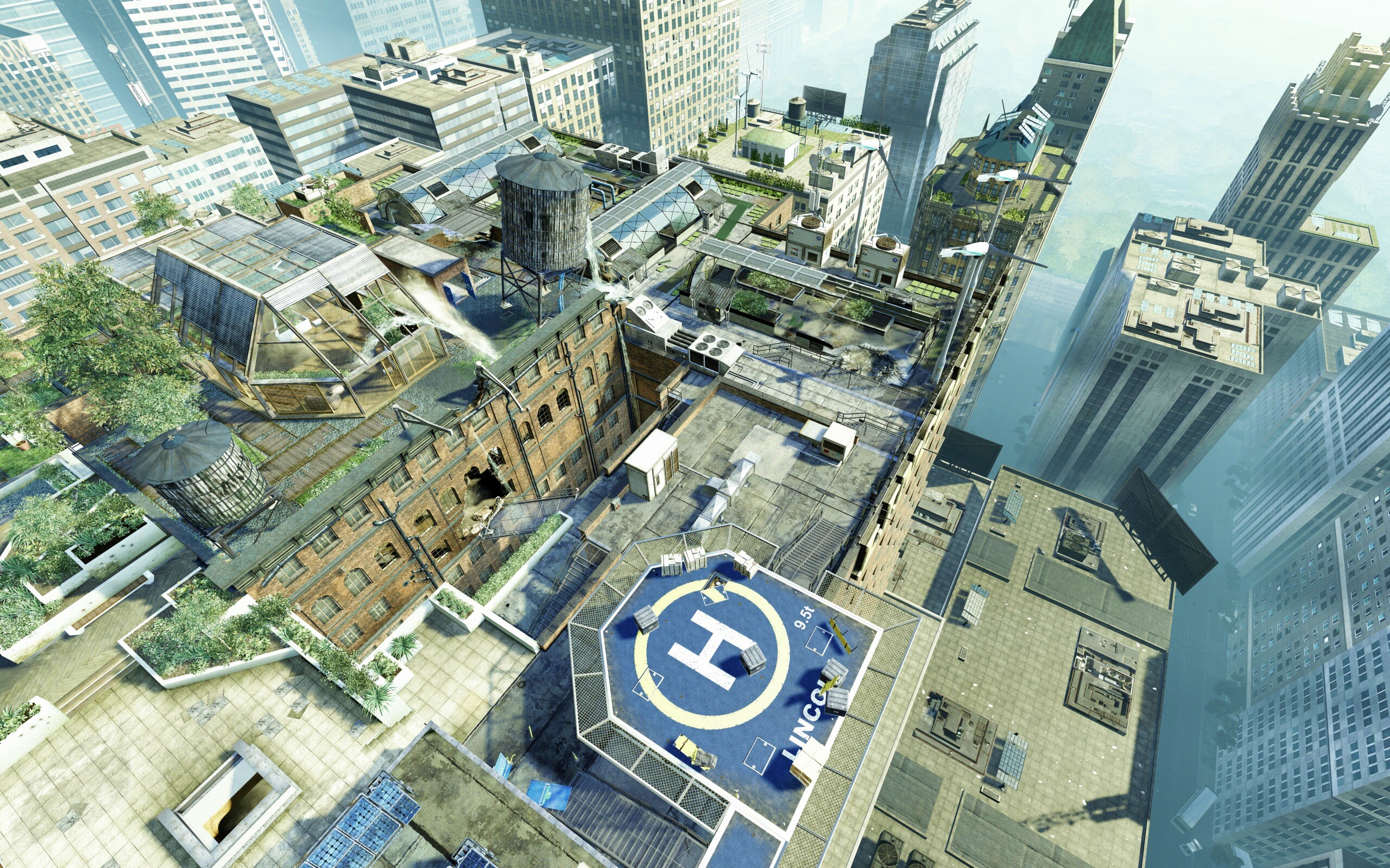 Вид сверху на карту уровня из Crysis 2 обои