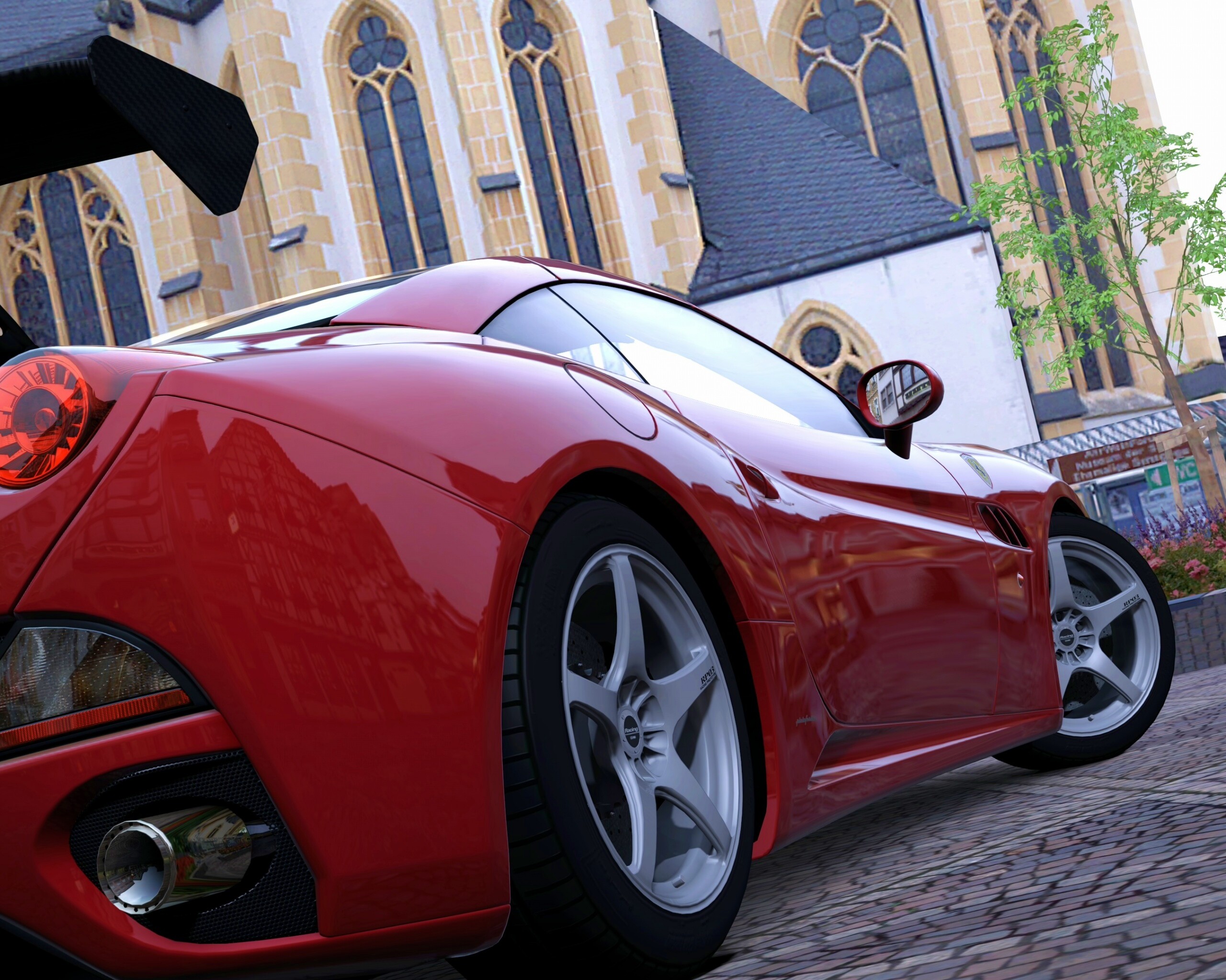 Ferrari на мостовой обои