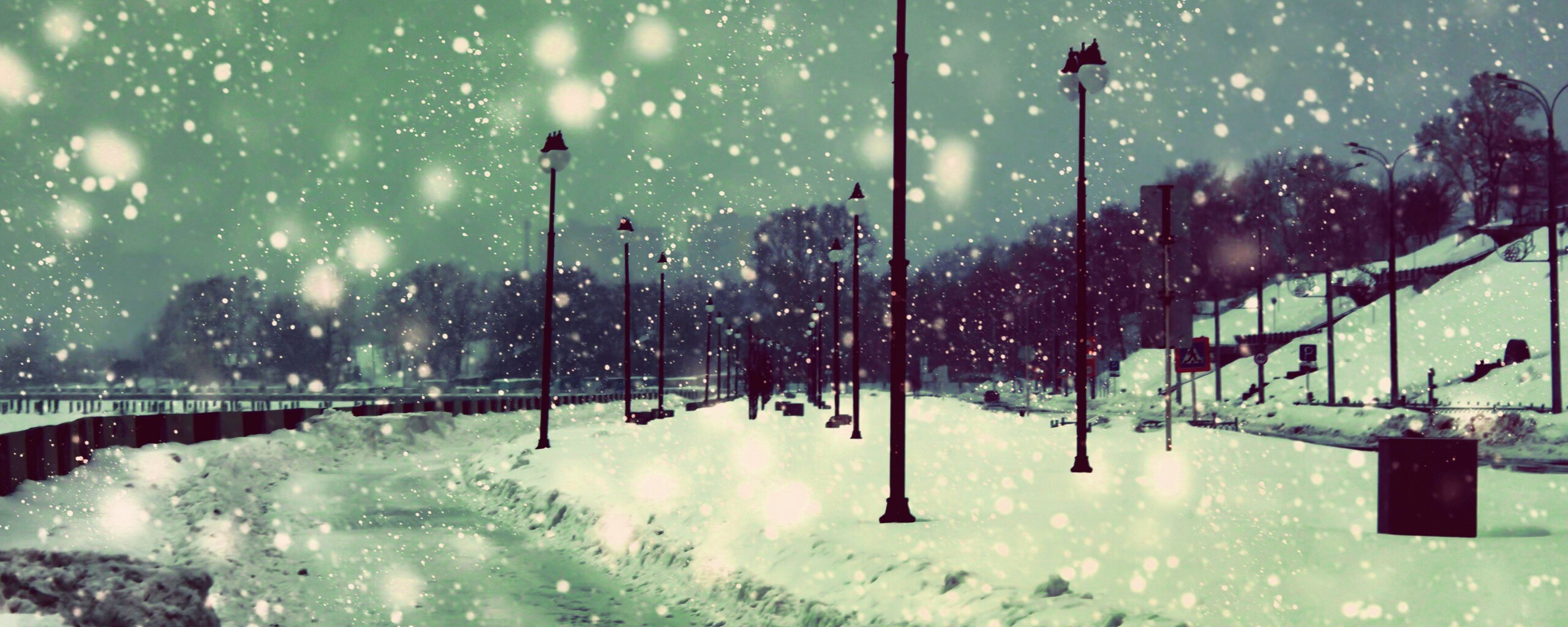 Зимняя набережная обои