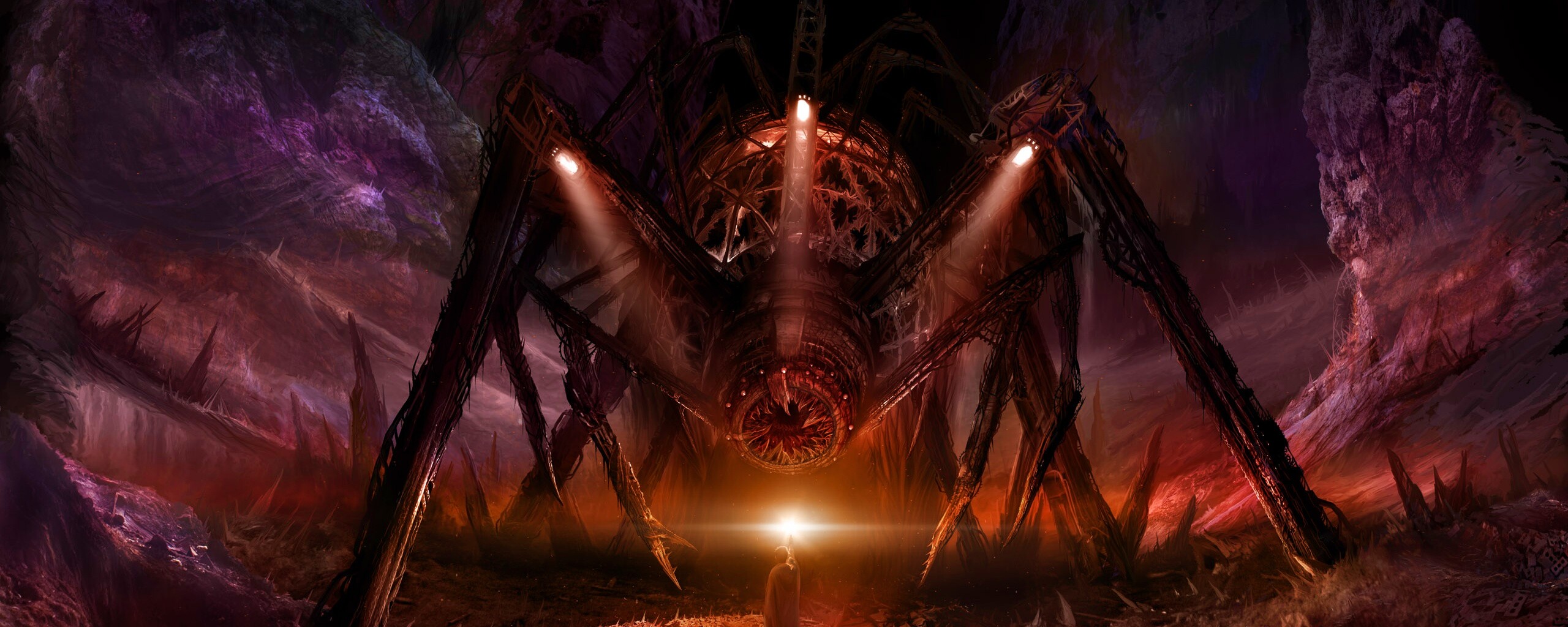 Свет против механического монстра обои